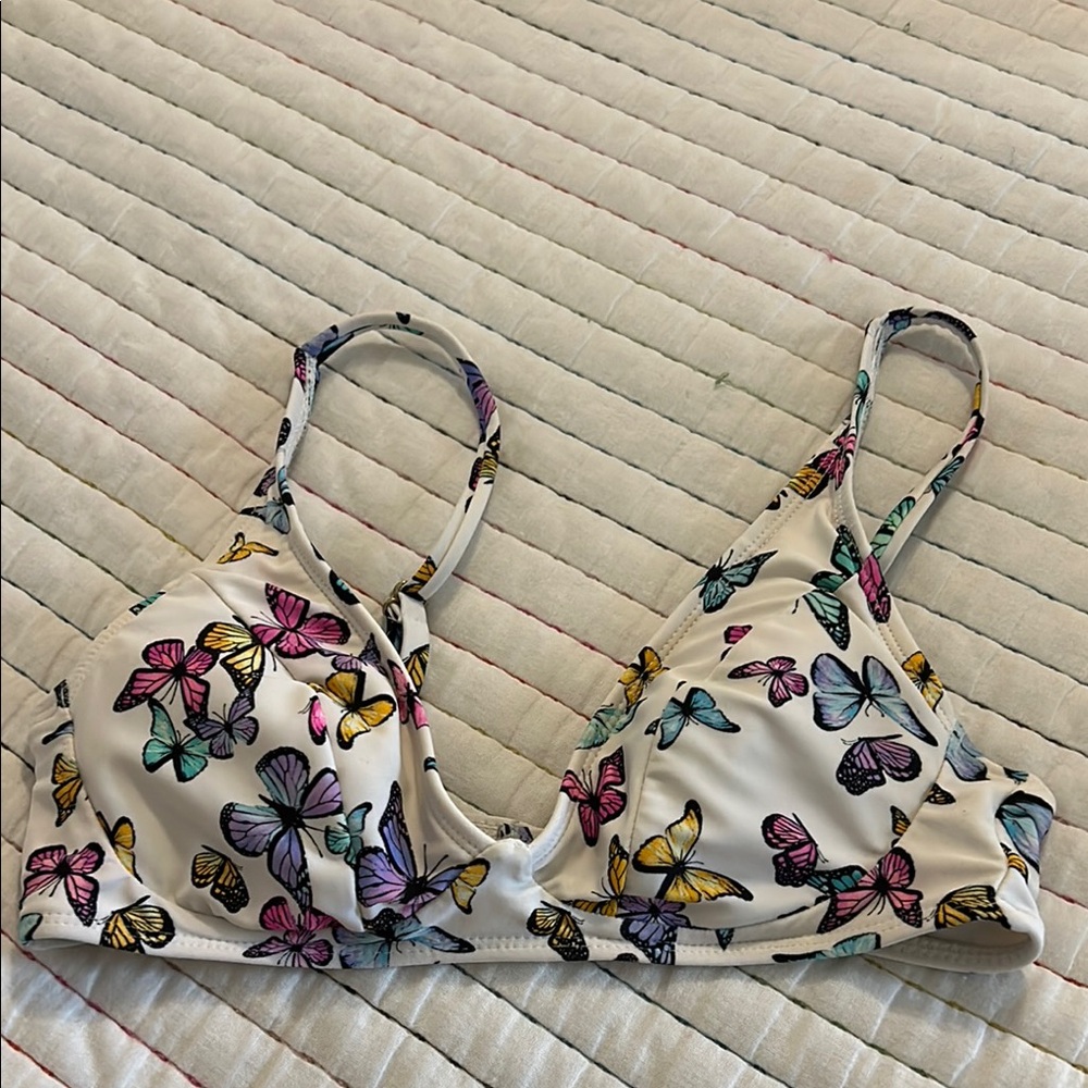 No Boundaries White Triangle Bikini Top with Adjustable Straps